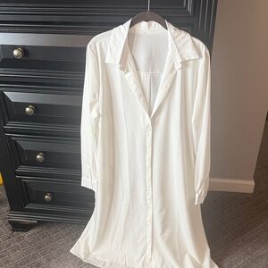 White long sleeve shirt dress